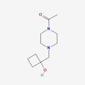 molecular formula C11H20N2O2 B1473335 1-(4-((1-Hydroxycyclobutyl)methyl)piperazin-1-yl)ethan-1-one CAS No. 1394766-30-3