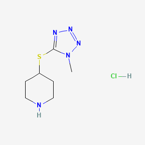molecular formula C7H14ClN5S B1473348 4-[(1-methyl-1H-1,2,3,4-tetrazol-5-yl)sulfanyl]piperidine hydrochloride CAS No. 1864073-06-2
