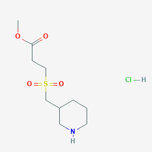 molecular formula C10H20ClNO4S B1473349 Methyl 3-[(piperidin-3-ylmethyl)sulfonyl]propanoate hydrochloride CAS No. 1823268-61-6