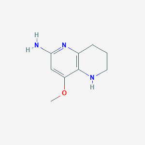 molecular formula C9H13N3O B1473355 4-Methoxy-5,6,7,8-tetrahydro-1,5-naphthyridin-2-amine CAS No. 1706434-81-2