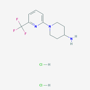 molecular formula C11H16Cl2F3N3 B1473356 1-[6-(Trifluoromethyl)pyridin-2-yl]piperidin-4-amine dihydrochloride CAS No. 2098021-49-7