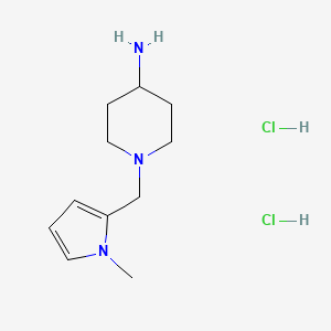 molecular formula C11H21Cl2N3 B1473357 1-[(1-methyl-1H-pyrrol-2-yl)methyl]piperidin-4-amine dihydrochloride CAS No. 2097968-32-4