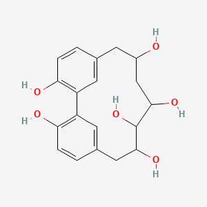molecular formula C19H22O6 B14733641 Tricyclo[12.3.1.1~2,6~]nonadeca-1(18),2(19),3,5,14,16-hexaene-3,8,9,10,12,17-hexol CAS No. 11022-02-9