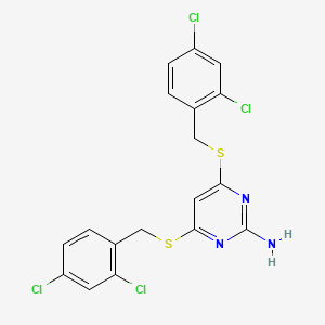 molecular formula C18H13Cl4N3S2 B14733869 4,6-Bis[(2,4-dichlorobenzyl)sulfanyl]pyrimidin-2-amine CAS No. 6307-34-2