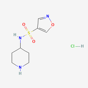 molecular formula C8H14ClN3O3S B1473389 N-piperidin-4-ylisoxazole-4-sulfonamide hydrochloride CAS No. 1824460-33-4