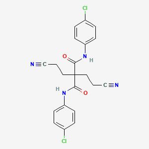 molecular formula C21H18Cl2N4O2 B14733913 N~1~,N~3~-Bis(4-chlorophenyl)-2,2-bis(2-cyanoethyl)propanediamide CAS No. 5199-60-0