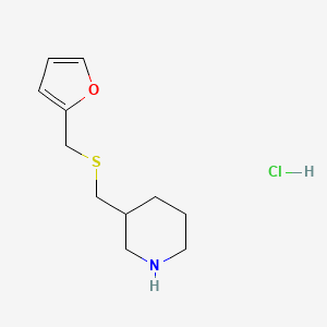 molecular formula C11H18ClNOS B1473412 3-([(Furan-2-ylmethyl)sulfanyl]methyl)piperidine hydrochloride CAS No. 1864056-12-1