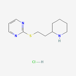 molecular formula C11H18ClN3S B1473416 2-([2-(Piperidin-2-YL)ethyl]sulfanyl)pyrimidine hydrochloride CAS No. 1864063-10-4