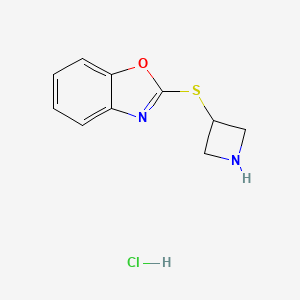 molecular formula C10H11ClN2OS B1473426 2-(Azetidin-3-ylsulfanyl)-1,3-benzoxazole hydrochloride CAS No. 931414-68-5