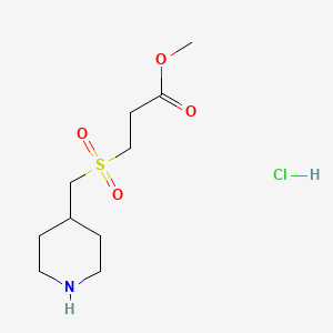 molecular formula C10H20ClNO4S B1473428 Methyl 3-[(piperidin-4-ylmethyl)sulfonyl]propanoate hydrochloride CAS No. 1823802-09-0