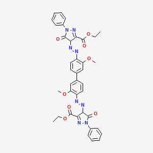 molecular formula C38H34N8O8 B14734314 Diethyl 4,4'-((3,3'-dimethoxy(1,1'-biphenyl)-4,4'-diyl)bis(azo))bis(4,5-dihydro-5-oxo-1-phenyl-1H-pyrazole-3-carboxylate) CAS No. 6358-90-3