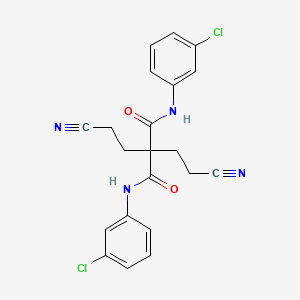 molecular formula C21H18Cl2N4O2 B14734324 N~1~,N~3~-Bis(3-chlorophenyl)-2,2-bis(2-cyanoethyl)propanediamide CAS No. 5199-61-1