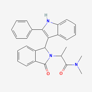 molecular formula C27H25N3O2 B14735466 N,N-dimethyl-2-[3-oxo-1-(2-phenyl-1H-indol-3-yl)-1H-isoindol-2-yl]propanamide CAS No. 5516-40-5