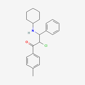 molecular formula C22H26ClNO B14735633 2-Chloro-3-(cyclohexylamino)-1-(4-methylphenyl)-3-phenylpropan-1-one CAS No. 6628-57-5