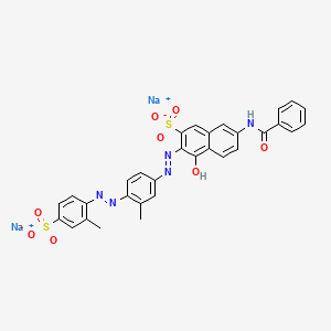 molecular formula C31H23N5Na2O8S2 B14735675 Disodium 7-(benzoylamino)-4-hydroxy-3-((3-methyl-4-((2-methyl-4-sulphonatophenyl)azo)phenyl)azo)naphthalene-2-sulphonate CAS No. 5873-26-7