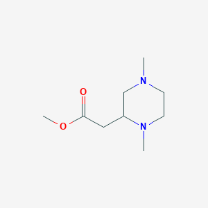 molecular formula C9H18N2O2 B1473570 Methyl 2-(1,4-dimethylpiperazin-2-yl)acetate CAS No. 1545641-06-2