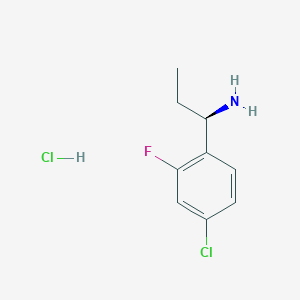 molecular formula C9H12Cl2FN B1473599 (R)-1-(4-chloro-2-fluoro-phenyl)-propylamine hydrochloride CAS No. 856563-04-7