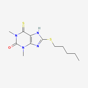 molecular formula C12H18N4OS2 B14736006 Theophylline, 8-pentylthio-6-thio- CAS No. 4791-37-1