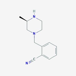 molecular formula C13H17N3 B1473601 2-[[(R)-3-Methyl-1-piperazinyl]methyl]benzonitrile CAS No. 1076206-08-0