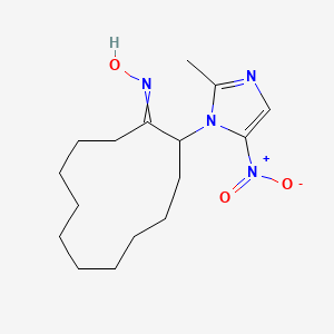 molecular formula C16H26N4O3 B14736286 N-[2-(2-methyl-5-nitro-imidazol-1-yl)cyclododecylidene]hydroxylamine CAS No. 6521-43-3
