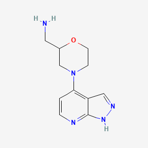 molecular formula C11H15N5O B1473630 (4-(1H-Pyrazolo[3,4-b]pyridin-4-yl)morpholin-2-yl)methanamine CAS No. 1034769-58-8