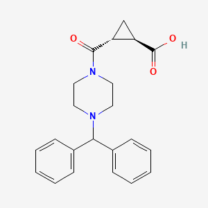 molecular formula C22H24N2O3 B1473634 trans 2-(4-Benzhydrylpiperazine-1-carbonyl)cyclopropanecarboxylic acid CAS No. 1019771-54-0