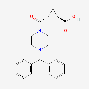 molecular formula C22H24N2O3 B1473634 trans-2-(4-Benzhydrylpiperazine-1-carbonyl)cyclopropanecarboxylic acid CAS No. 1019771-54-0