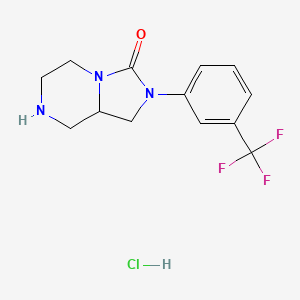 molecular formula C13H15ClF3N3O B1473637 2-[3-(trifluoromethyl)phenyl]hexahydroimidazo[1,5-a]pyrazin-3(2H)-one hydrochloride CAS No. 1002337-91-8