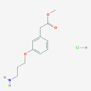 molecular formula C12H18ClNO3 B1473639 [3-(3-Amino-propoxy)-phenyl]-acetic acid methyl ester hydrochloride CAS No. 610319-10-3