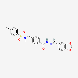 molecular formula C24H23N3O5S B14736401 N-[(4-{2-[(2H-1,3-Benzodioxol-5-yl)methylidene]hydrazinecarbonyl}phenyl)methyl]-N,4-dimethylbenzene-1-sulfonamide CAS No. 5660-74-2