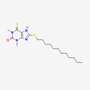 molecular formula C19H32N4OS2 B14736506 Theophylline, 8-dodecylthio-6-thio- CAS No. 6493-37-4
