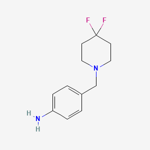 molecular formula C12H16F2N2 B1473656 4-(4,4-Difluoropiperidin-1-ylmethyl)-phenylamine CAS No. 1235767-86-8