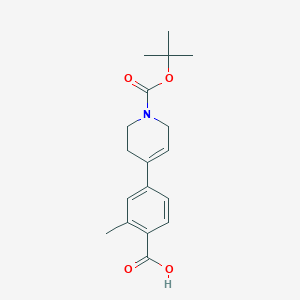 molecular formula C18H23NO4 B1473670 4-[1-(Tert-butoxycarbonyl)-1,2,3,6-tetrahydropyridin-4-yl]-2-methylbenzoic acid CAS No. 887971-35-9