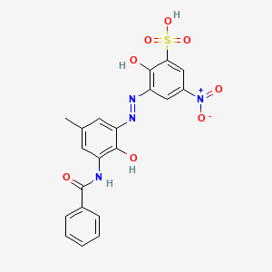 molecular formula C20H16N4O8S B14736703 Benzenesulfonic acid, 3-((3-(benzoylamino)-2-hydroxy-5-methylphenyl)azo)-2-hydroxy-5-nitro- CAS No. 6109-98-4