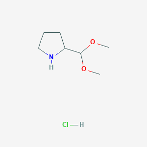 molecular formula C7H16ClNO2 B1473674 2-(Dimethoxymethyl)pyrrolidine hydrochloride CAS No. 2098031-03-7