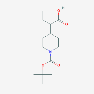 molecular formula C14H25NO4 B1473681 4-(1-Carboxypropyl)-piperidine-1-carboxylic acid tert-butyl ester CAS No. 874365-22-7