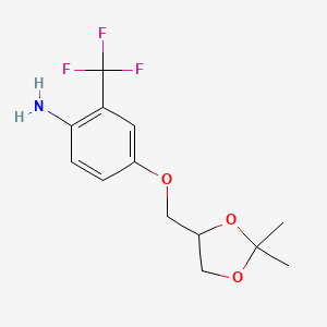 molecular formula C13H16F3NO3 B1473697 4-(2,2-Dimethyl-1,3-dioxolan-4-ylmethoxy)-2-trifluoromethyl-phenylamine CAS No. 873455-96-0