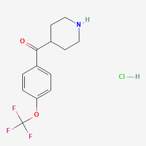 molecular formula C13H15ClF3NO2 B1473711 4-(4-Trifluoromethoxybenzoyl)-piperidine hydrochloride CAS No. 681133-34-6