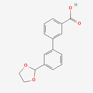 molecular formula C16H16O4 B1473724 3'-(1,3-Dioxolan-2-YL)biphenyl-3-carboxylic acid CAS No. 400750-26-7