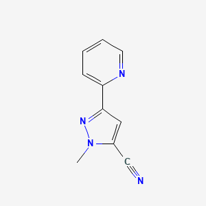 molecular formula C10H8N4 B1473739 1-methyl-3-(pyridin-2-yl)-1H-pyrazole-5-carbonitrile CAS No. 2098003-63-3