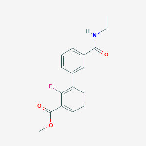 molecular formula C17H16FNO3 B1473741 Methyl 3-[3-(ethylcarbamoyl)phenyl]-2-fluorobenzoate CAS No. 1381944-61-1