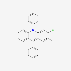 molecular formula C28H24ClN B14737561 3-chloro-2-methyl-9,10-bis(4-methylphenyl)-3H-acridine CAS No. 6321-82-0