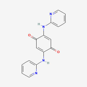 molecular formula C16H12N4O2 B14737572 2,5-Bis(pyridin-2-ylamino)cyclohexa-2,5-diene-1,4-dione CAS No. 6279-59-0