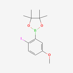 molecular formula C13H18BIO3 B1473761 2-(2-Iodo-5-methoxyphenyl)-4,4,5,5-tetramethyl-1,3,2-dioxaborolane CAS No. 1256781-69-7
