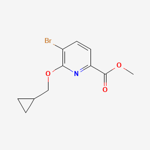 molecular formula C11H12BrNO3 B1473765 5-Bromo-6-cyclopropylmethoxypyridine-2-carboxylic acid methyl ester CAS No. 1415899-20-5