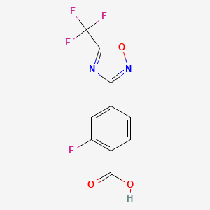 molecular formula C10H4F4N2O3 B1473768 2-Fluoro-4-(5-(trifluoromethyl)-1,2,4-oxadiazol-3-yl)benzoic acid CAS No. 1418293-47-6