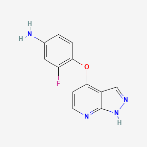 molecular formula C12H9FN4O B1473770 4-((1H-Pyrazolo[3,4-b]pyridin-4-yl)oxy)-3-fluoroaniline CAS No. 1115490-85-1