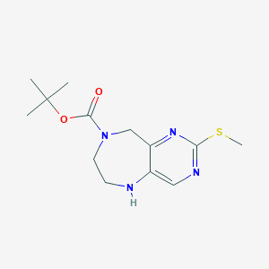 molecular formula C13H20N4O2S B1473773 2-甲硫基-5,6,7,9-四氢-嘧啶并[5,4-E][1,4]二氮杂卓-8-羧酸叔丁酯 CAS No. 1251000-26-6