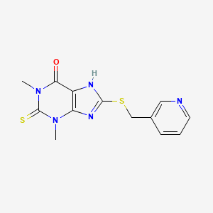 molecular formula C13H13N5OS2 B14737756 Theophylline, 8-((3-pyridylmethyl)thio)-2-thio- CAS No. 6466-15-5
