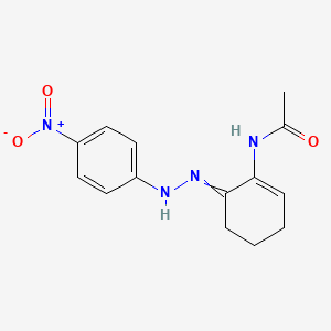 molecular formula C14H16N4O3 B14737935 N-{6-[2-(4-Nitrophenyl)hydrazinylidene]cyclohex-1-en-1-yl}acetamide CAS No. 5908-29-2